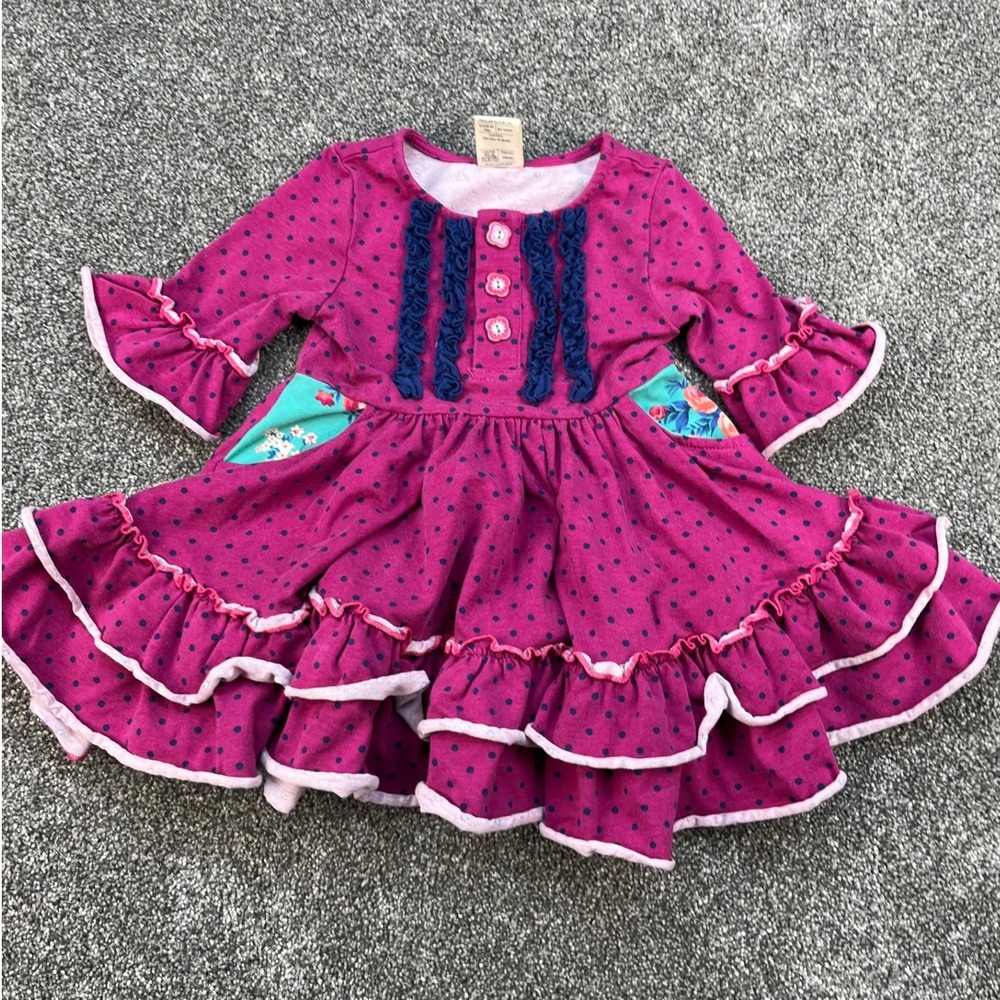 Wildflowers Pretty in Plum Polka Dot‎ Ruffle Boho Dress Girl's Size 18M F19D303